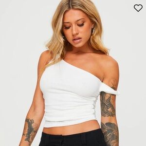 🕊️NWT Princess Polly Messenger One Shoulder Top White Sz 4🕊️
